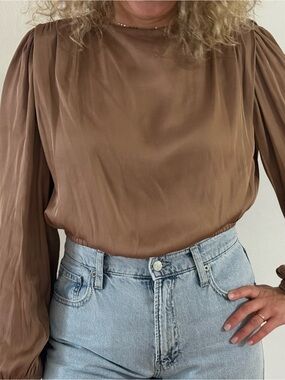 Women's Brown Long-Sleeve Blouse